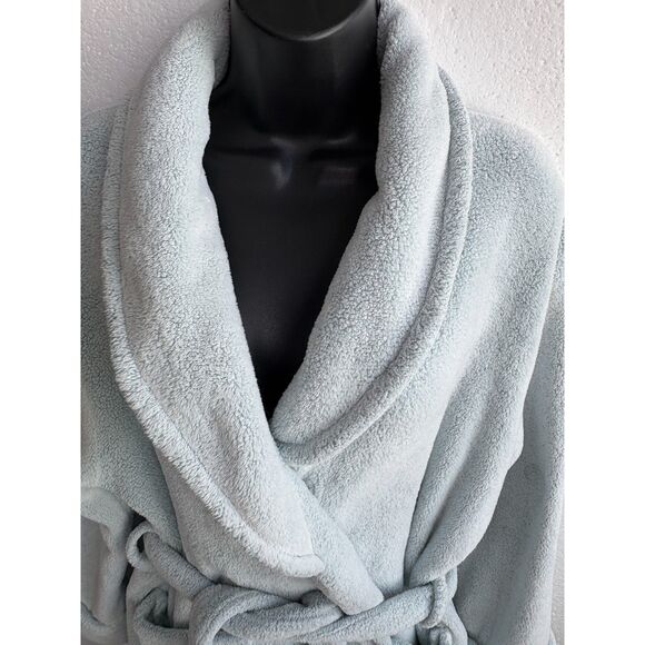 Amari Baby Dust Blue Plush Bathrobe Kimono One Size Belted Spa Bath - Picture 2 of 12
